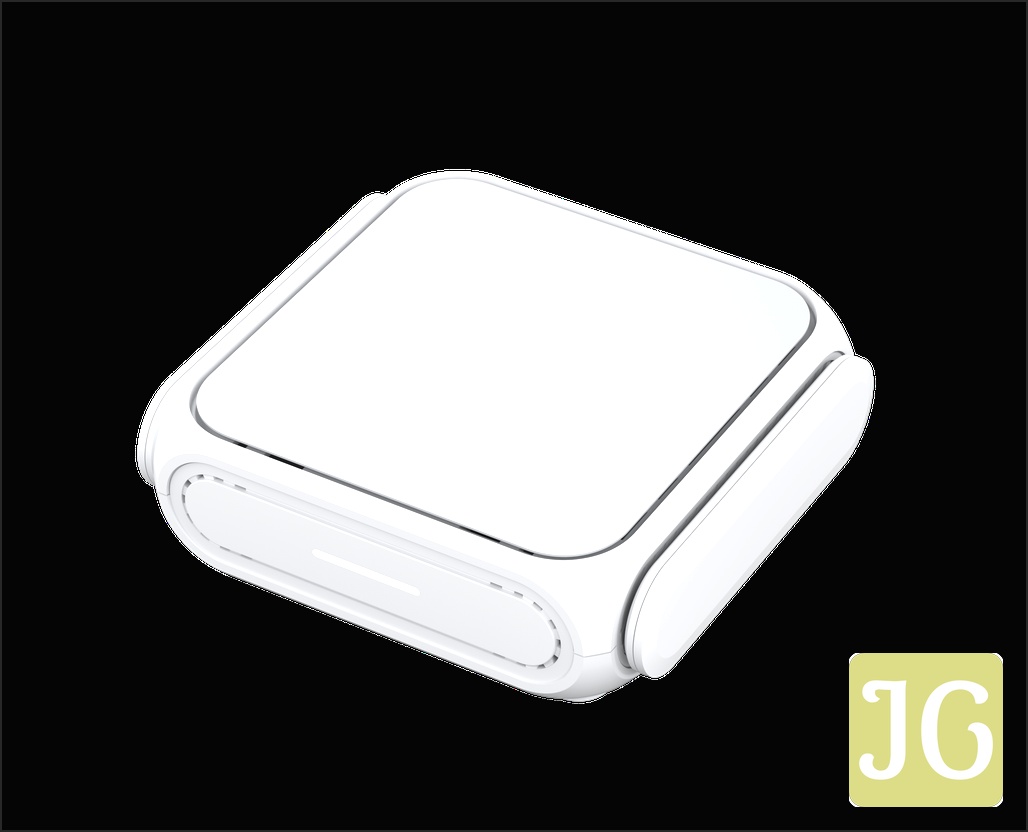 Side view of the ASUS RT-BE58 Go router with antennas folded for travel.