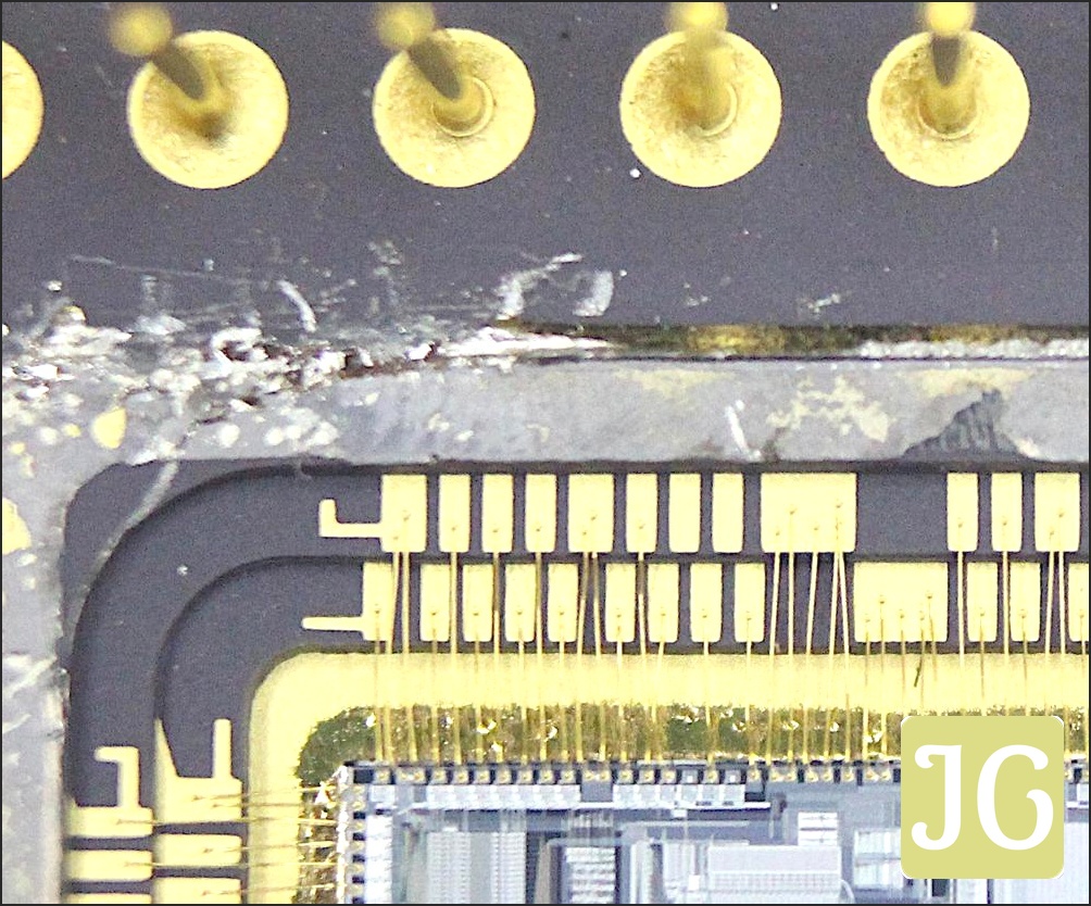Close-up of the bond wires.