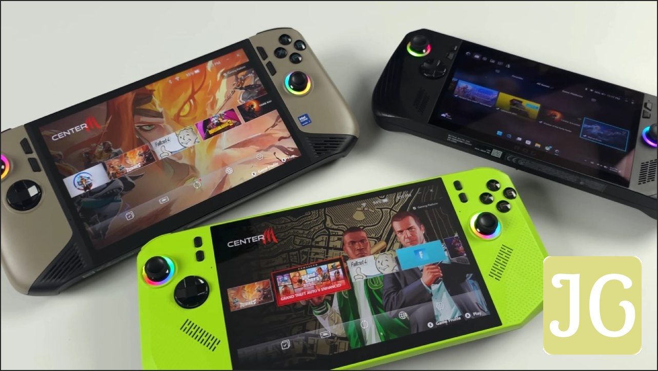 MSI Claw A8 (left) and Claw 8 AI+ (right) handheld gaming PCs side-by-side