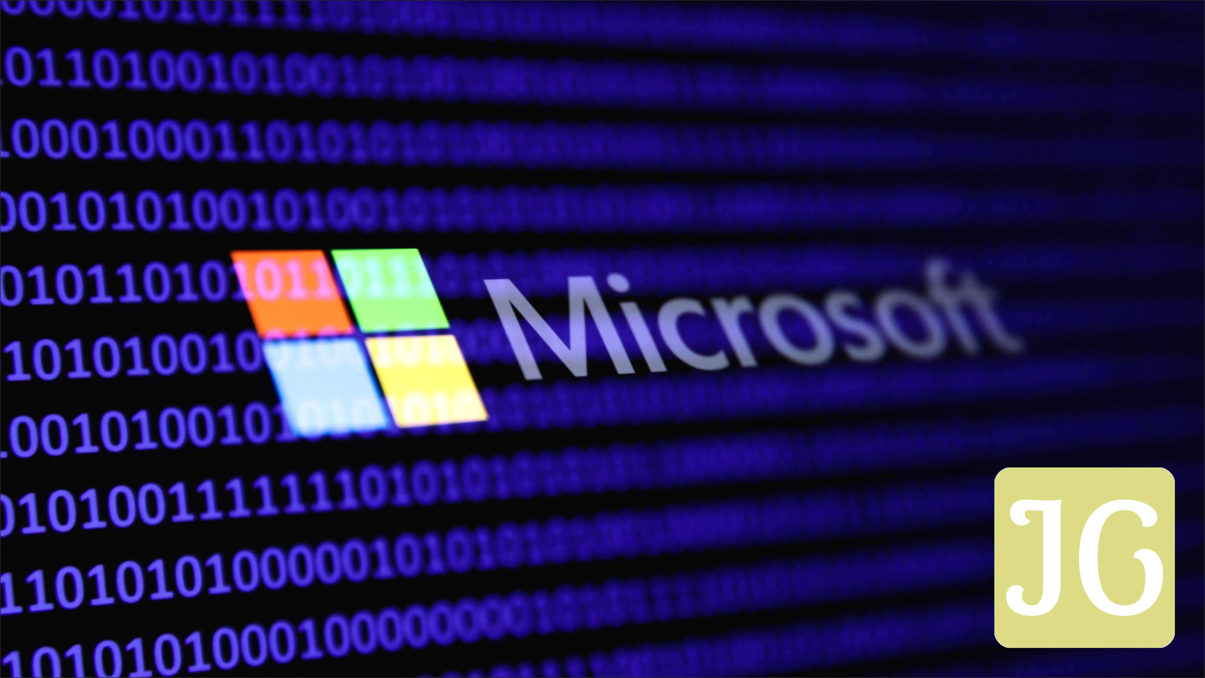 A binary code and Microsoft logo, symbolizing the software interaction