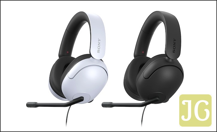 Image of the white and black INZONE H3 headphones front shot with microphones extended to the left