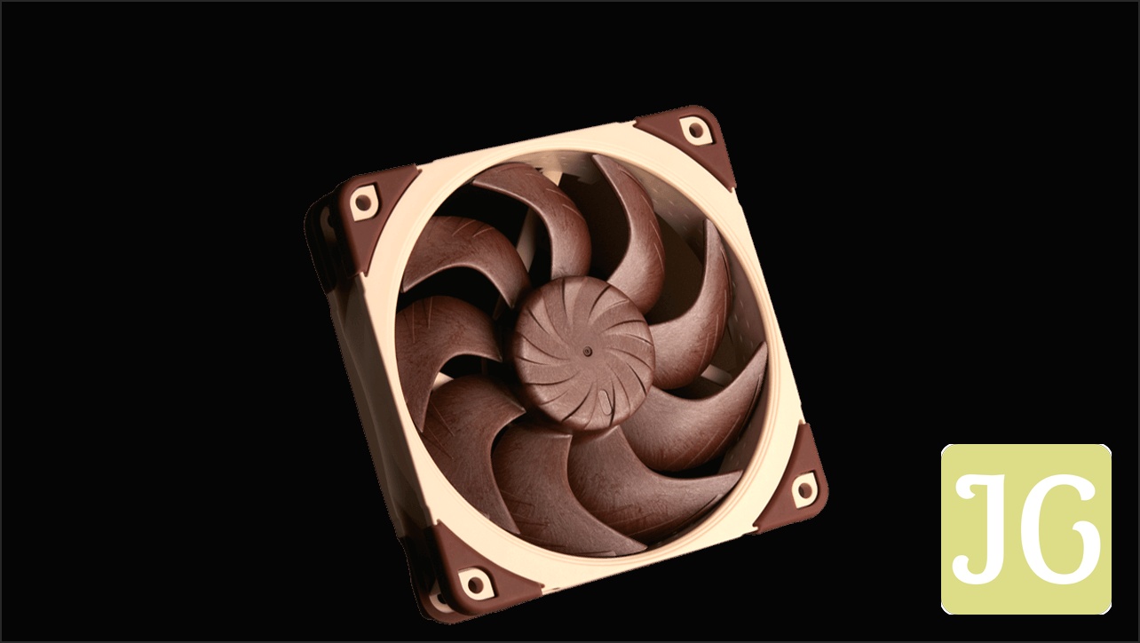 Graphics card fan illustration. A fan spins, slows to a stop
