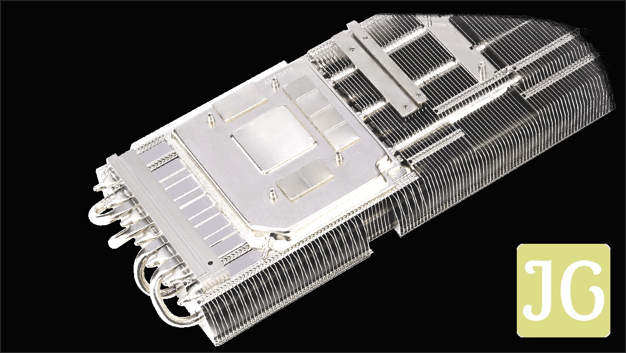 Top-down view of the graphics card's vapor chamber