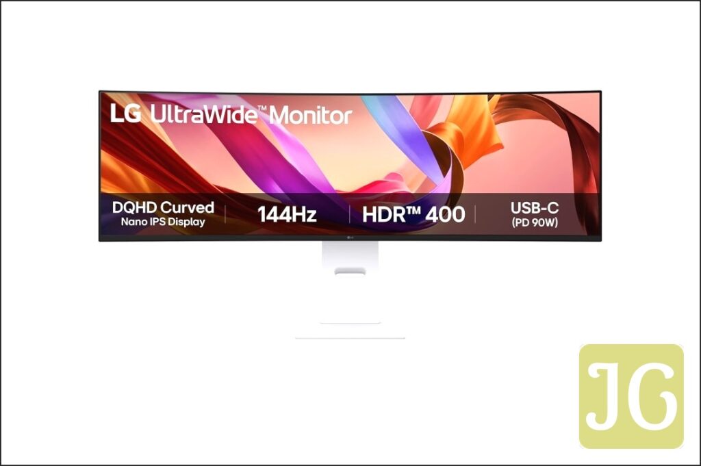 LG 49-inch curved UltraWide Dual QHD Nano IPS monitor with 144Hz and HDR 400, Front view, 49U950A-W