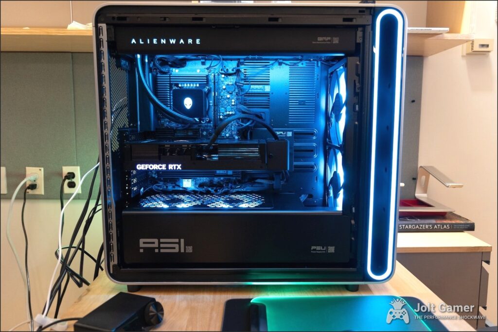Close-up of Alienware Area-51 laptop's translucent thermal shelf
