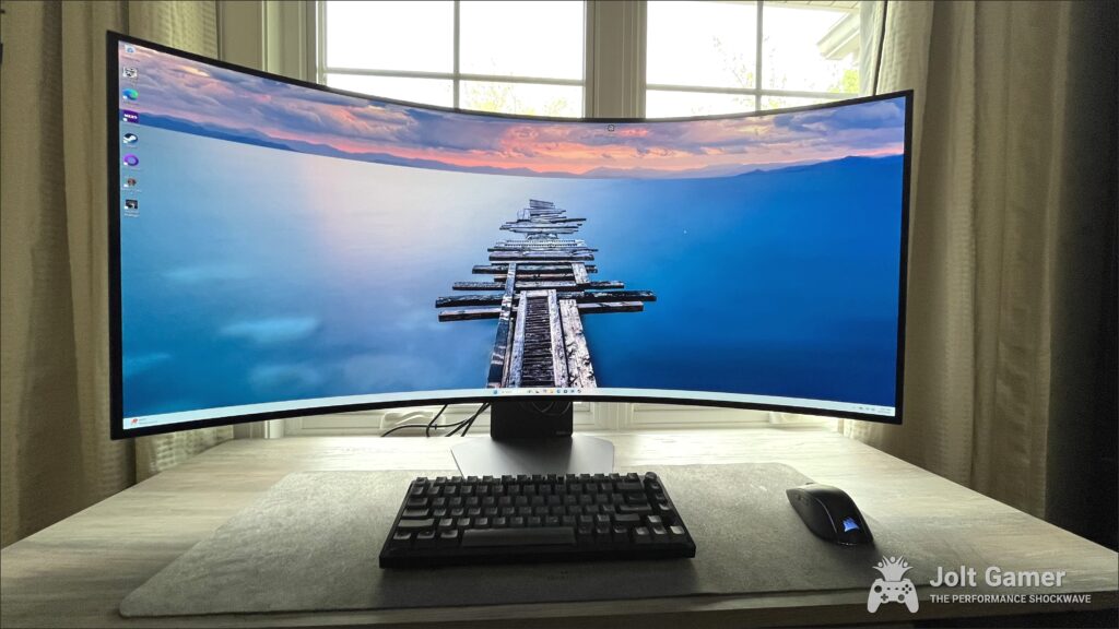Xeneon Edge on a desktop stand