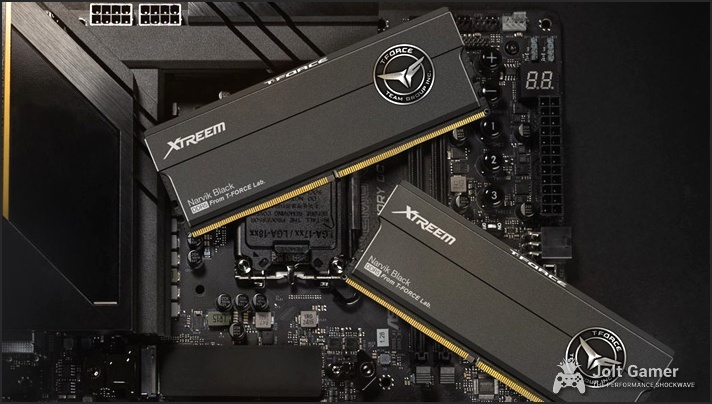 Teamgroup T-Force Xtreem DDR5 memory modules installed on a high-end motherboard.