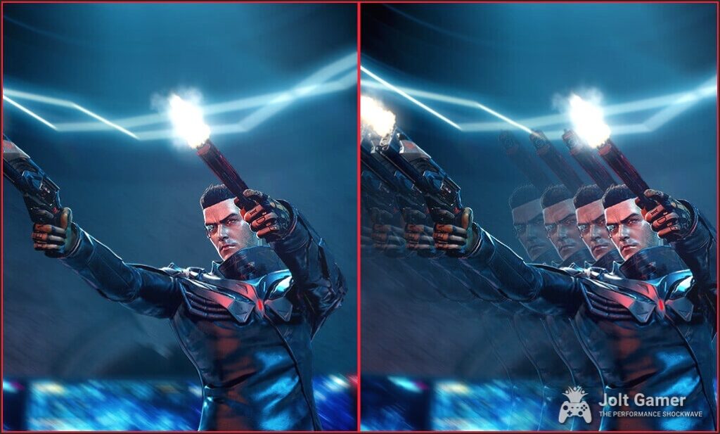 Comparison of motion clarity with and without Extreme Low Motion Blur (ELMB).