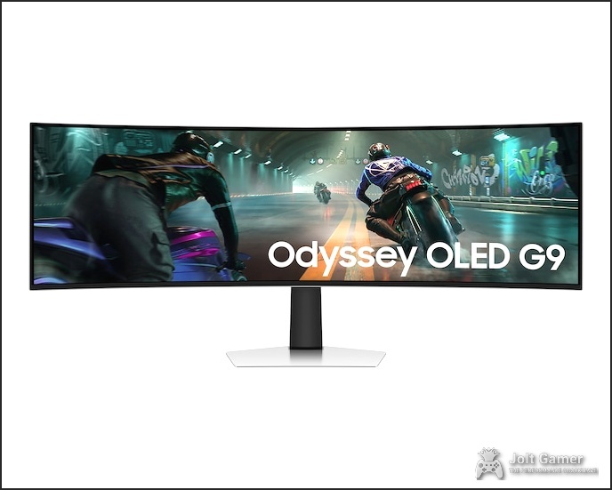 Front view of 49 inch Odyssey OLED G9 G91SD DQHD gaming monitor
